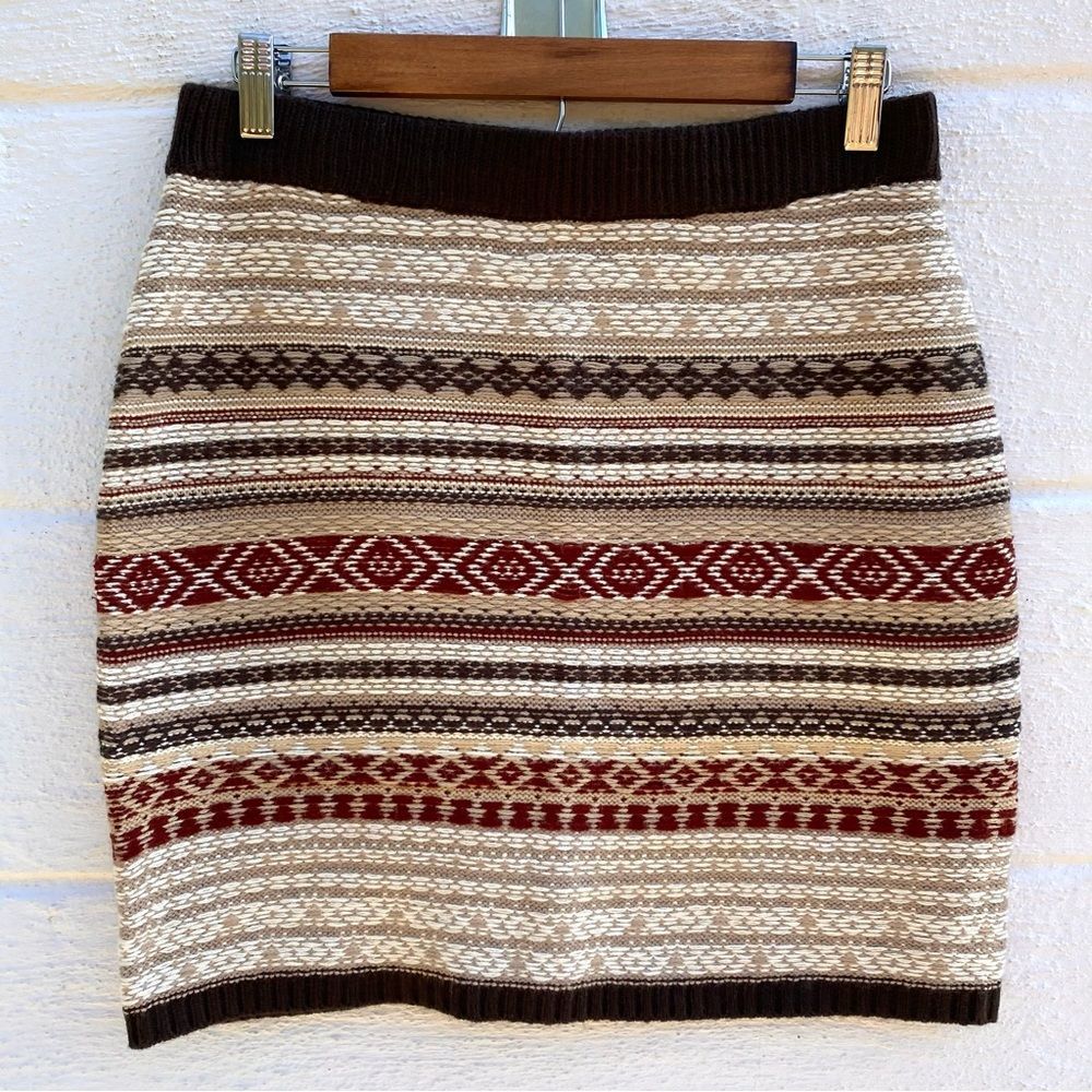 Maurice’s Brown Tribal Print Knit Mini Skirt